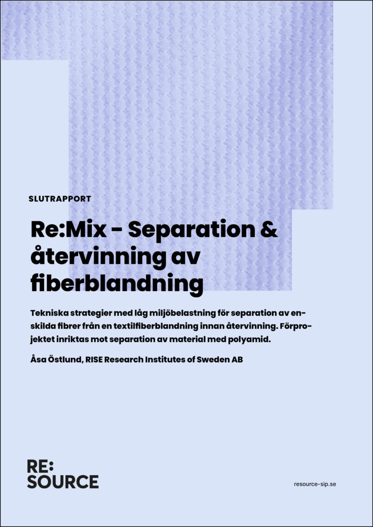 Försättsblad för Re:Mix - Separation& återvinning av fiberblandning