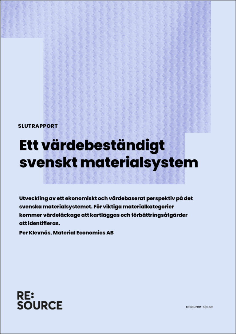 Försättsblad för Ett värdebeständigt svenskt materialsystem